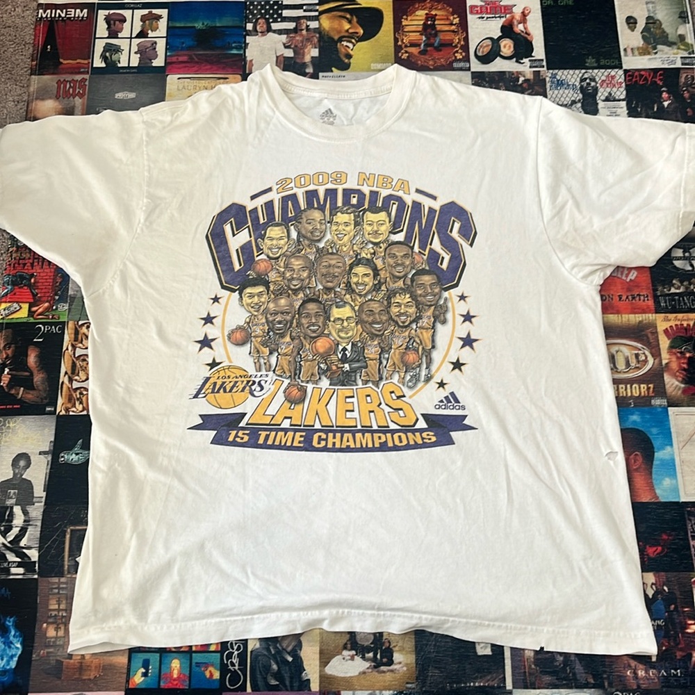 Adidas NBA Los Angeles Lakers 2009 Championship T-Shirt ~ Kobe Gasol Jackson XL